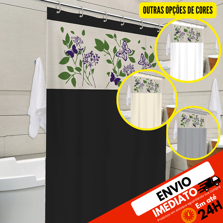 Cortina para Box Banheiro Visor C/ Gancho Anti Mofo Alta Qualidade PVC Várias Cores - Envio Imediato