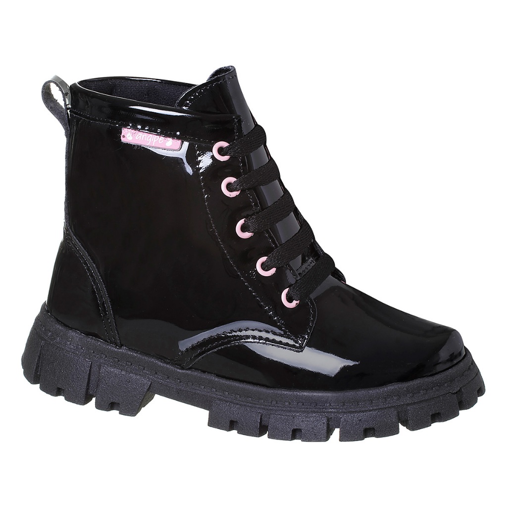 Coturno Feminino Infantil Bota Infantil Menina Bota Coturno Preto Verniz em Oferta na Shopee