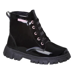 Coturno Feminino Infantil Bota Infantil Menina Bota Coturno Preto Verniz