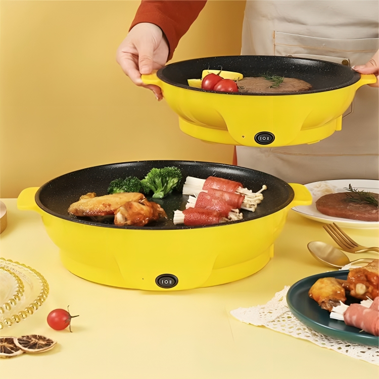 Frigideira Elétrica Antiaderente de Cozinha Portátil 220V e 110V Grill Panela Elétrica Cha...