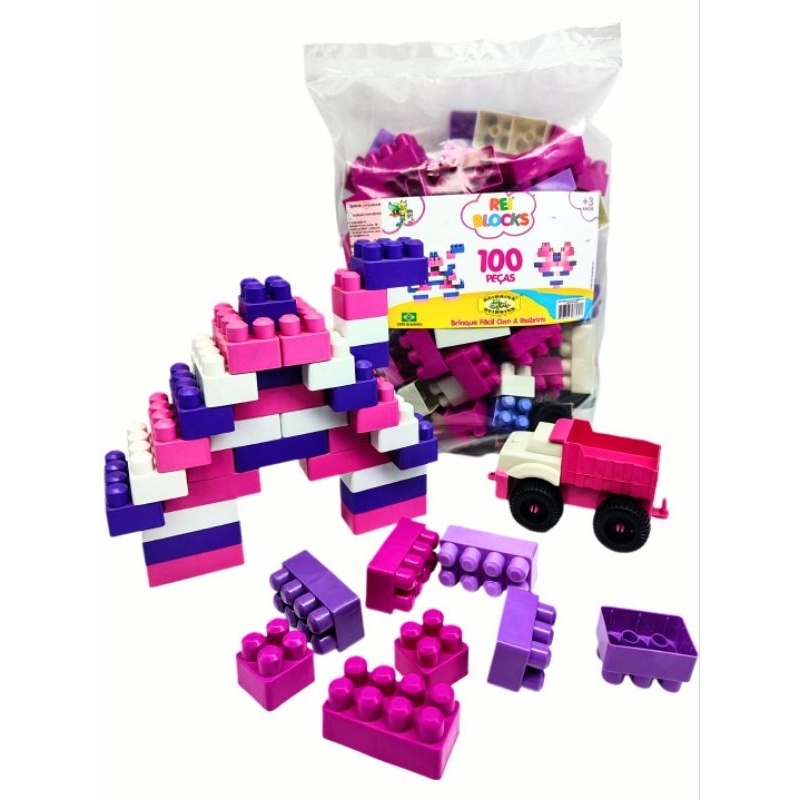 BLOCOS DE MONTAR MENINA 100 PEÇAS BLOCOS EDUCATIVOS REIBLOCKS DA REIBRINK em Oferta na Shopee