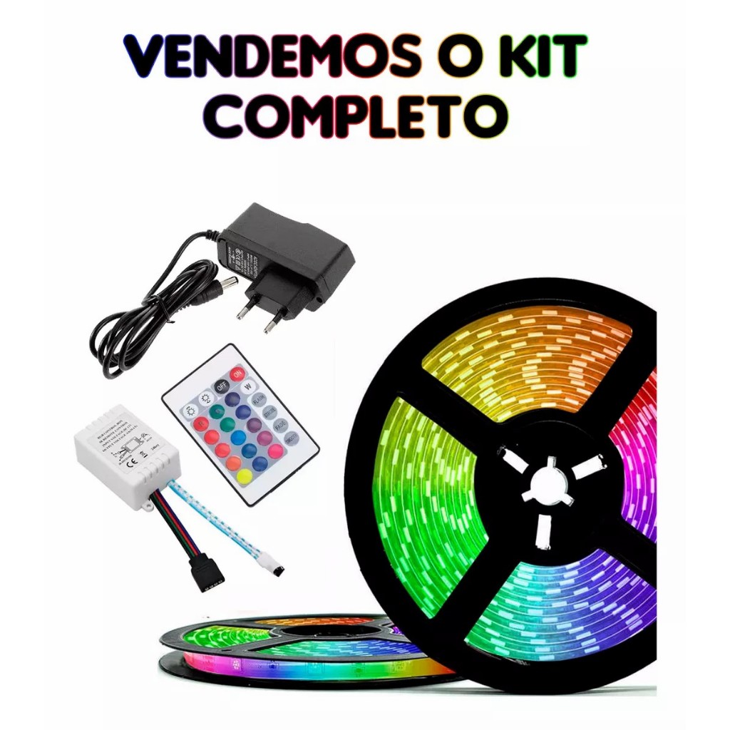Fita LED RGB 3528 5m – 16 Cores + Controle Remoto | À Prova D'Água IP65 | Shopee Oficial — imagem 2 de 2