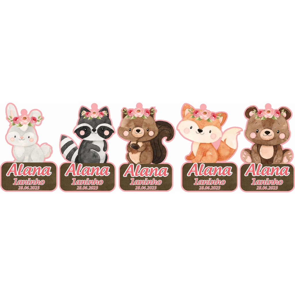 Chaveiro Lembrancinha de aniversario Tema Bosque encantado e Nome personalizado