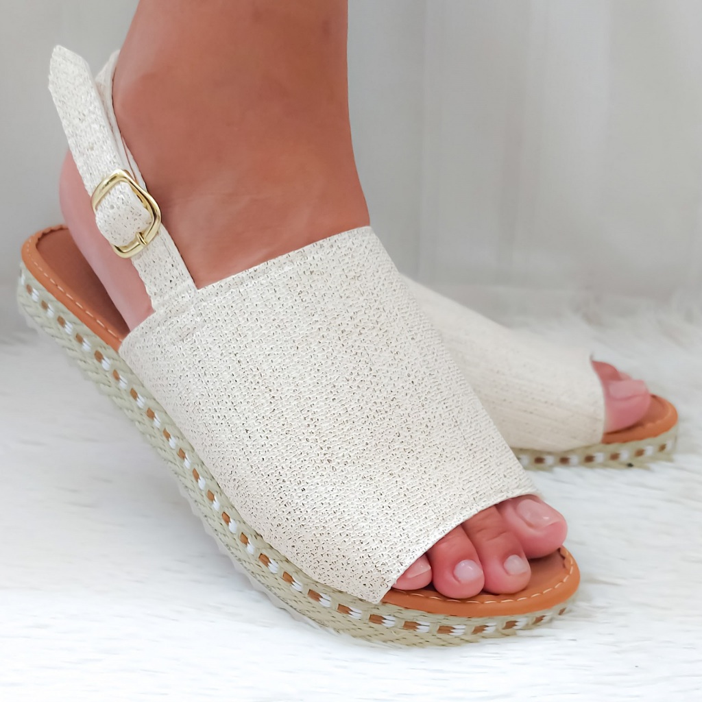 Sandália Anabela Feminina Plataforma Confortável Salto de Corda e Fivela Ajustável FÁCIL DE CALÇAR em Oferta na Shopee