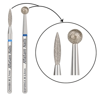 Broca Diamantada Chama Azul 2,1mm + Esférica Azul 2,5mm Unhas Alongamento em Oferta na Shopee