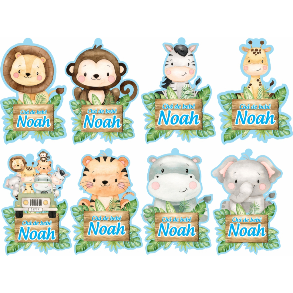 Chaveiro Lembrancinha de aniversario Tema Safari menino e Nome personalizado