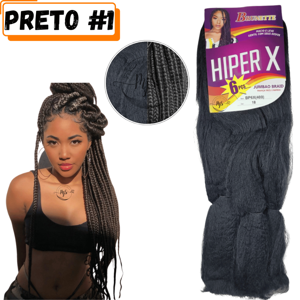 Cabelo Jumbo Jumbão Super Hiper X Para Tranças Fibra Especial Box Braids Twist Kanekalon 400 Gramas