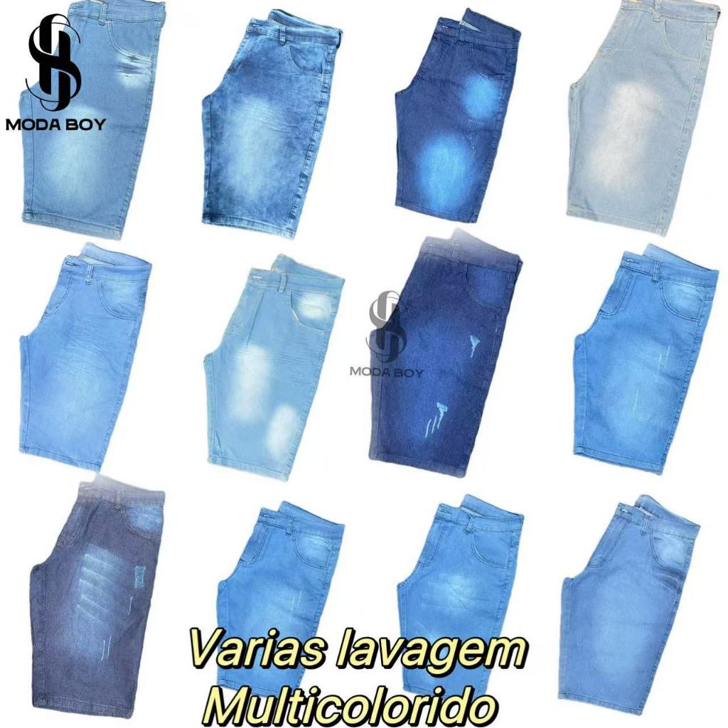 Kit 3 Bermuda Jeans Masculina Com Elastano SLIM direta da fabrica Premium várias  Lavargem
