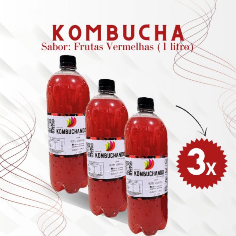 -kit 3x garrafas de 1 litro /kombuchá sabor : Guaraná.