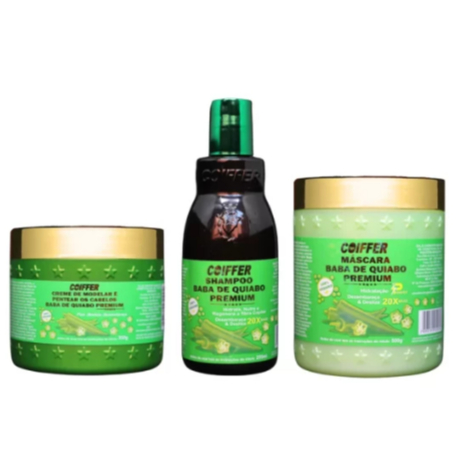 KIT CLIENTE BABA DE QUIABO PREMIUM COIFFER(3 UNIDADES) - Hidrata, Nutri e Regenera os Fios