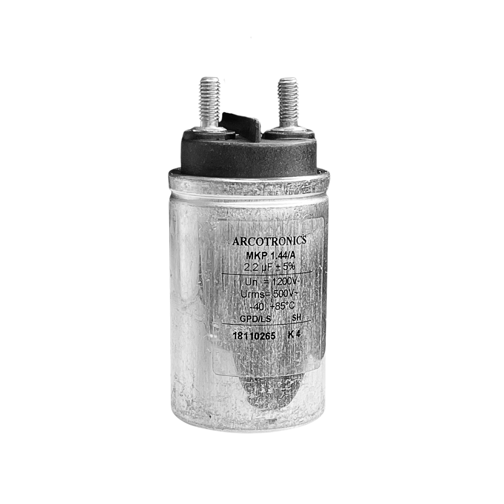 CAPACITOR PARTIDA 2,2UF/1200V GIGA 5% MKP1.44/A  45X80MM PARAFUSO BASE ARCOTRONICS NOVO