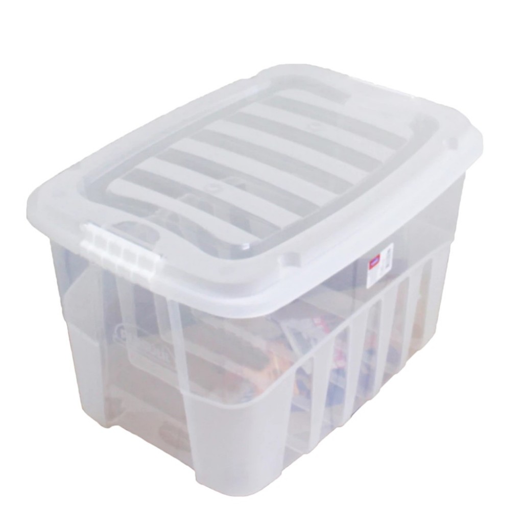 Caixa Organizadora 19 litros Transparente Plasutil - Plástico Transparente Multiuso em Oferta na Shopee