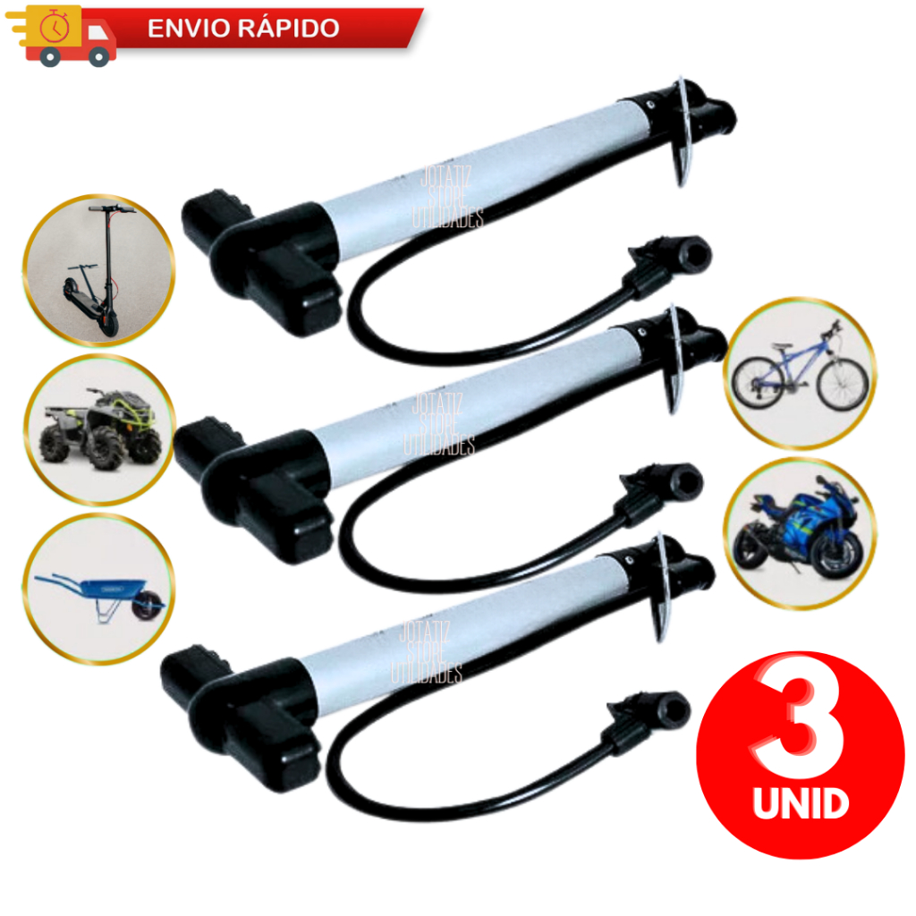 Jogo 03/ 02/ 01 Bomba De Encher Pneu De Bike Moto Patinete Patins Carrinho Bola Alumínio Mtb Bicicleta em Oferta na Shopee