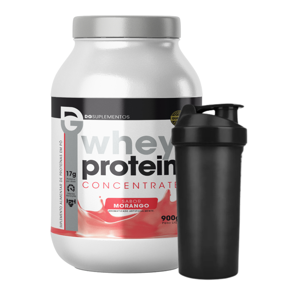 Kit Whey Protein 900g Concentrate DG Labs + Coqueteleira 600ml