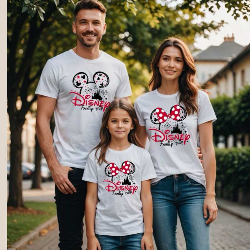 Camiseta Branca T-shirt Viagem Família Parque Orlando Paris  Femina ou Masculina Infantil Plus Size Family Trip Orlando