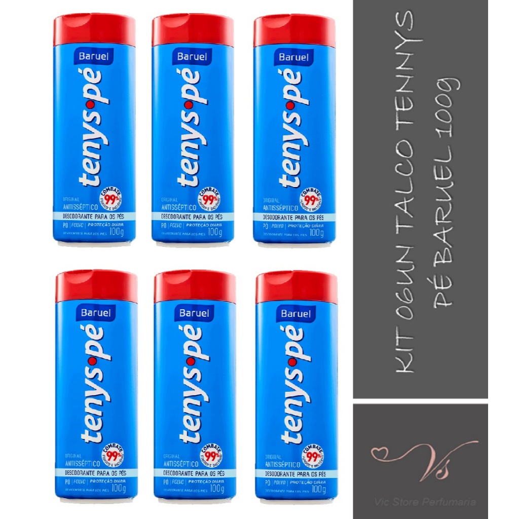 Kit 06un Talco Desodorante para os Pés Pó Original 100g – Tenys Pé Baruel