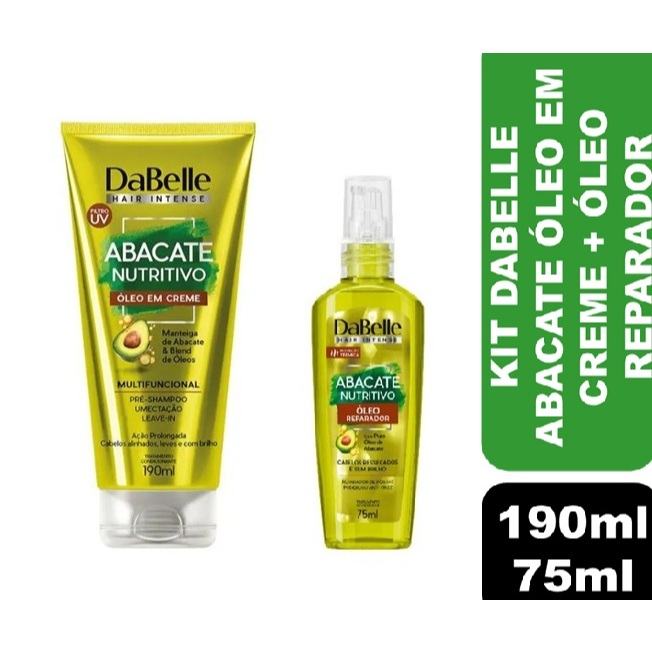 Kit Dabelle Abacate Óleo em creme 190ml + Óleo Reparador 75ml