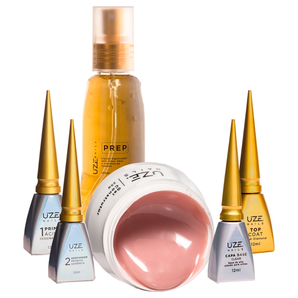 Kit Completo Uze Nails Preparadores De Unha + Gel Construtor 25g