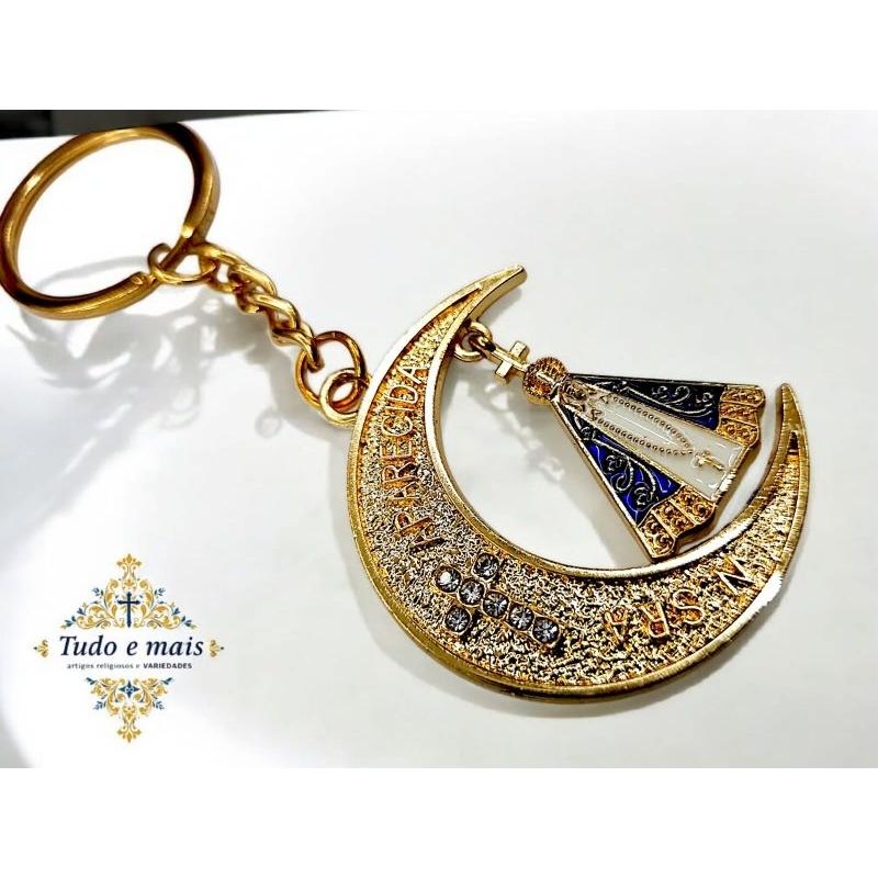 Chaveiro Meia Lua Nossa Senhora Aparecida em Oferta na Shopee