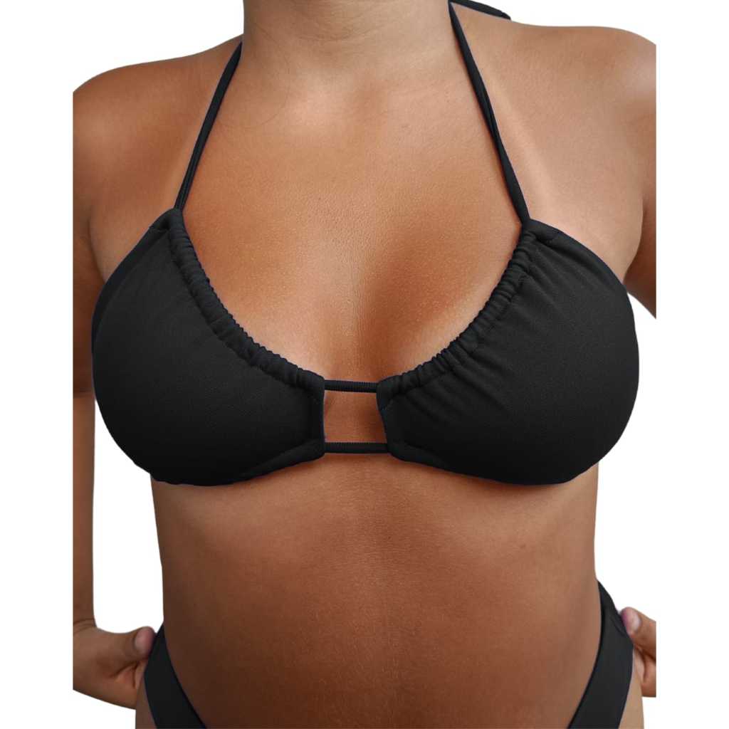 Top AJUSTÁVEL cortininha com forro suave ao toque detalhe duplo na frente - Estilo Gringa.