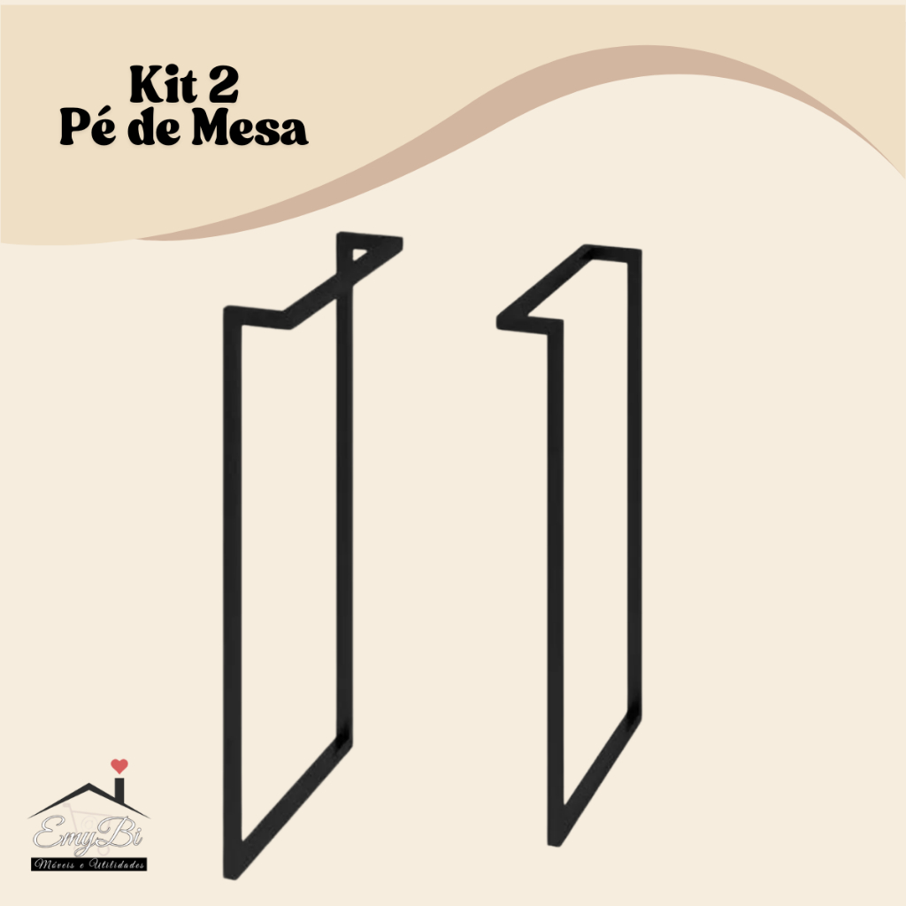 Kit 2 Pés de Base para Mesa, Escrivaninha e Aparador Tipo Industrial Cores Preto e Dourado