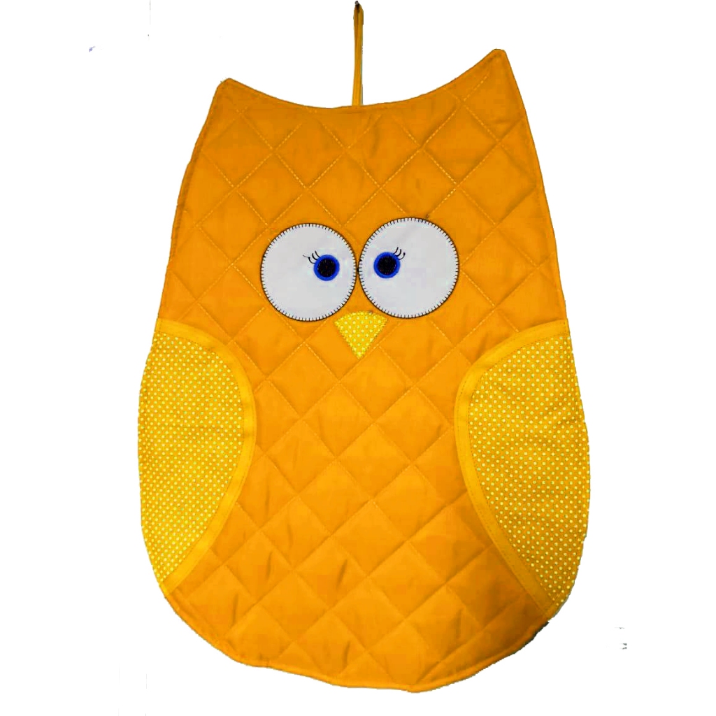 Puxa Saco de Cozinha Coruja Porta Sacolas Matelado Bordado Decorativo 52cm — imagem 2 de 2