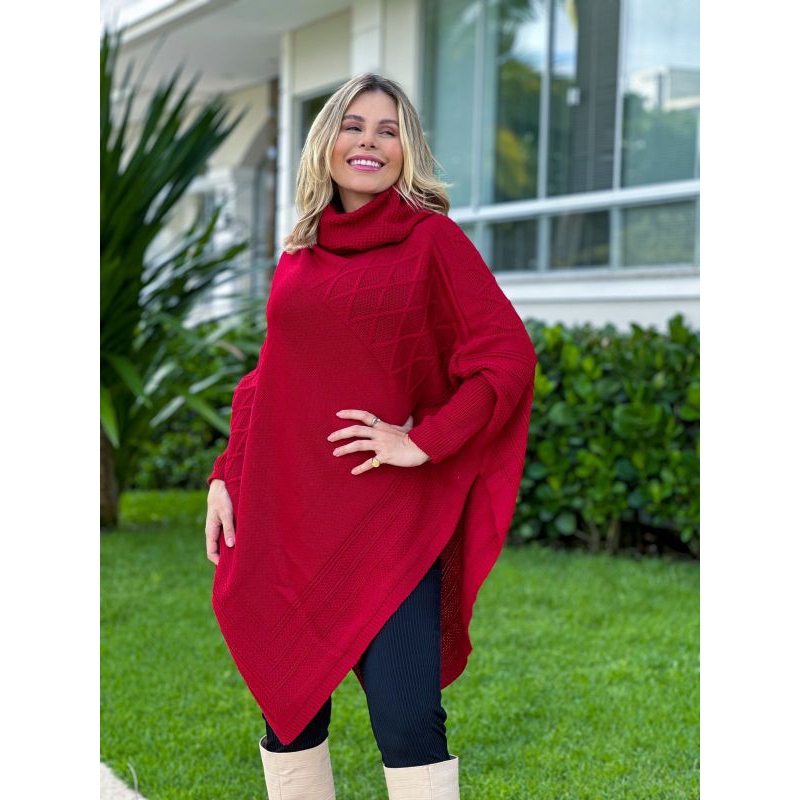 Poncho PLUS SIZE (42 a 50,52) tricot tricô LANÇAMENTO