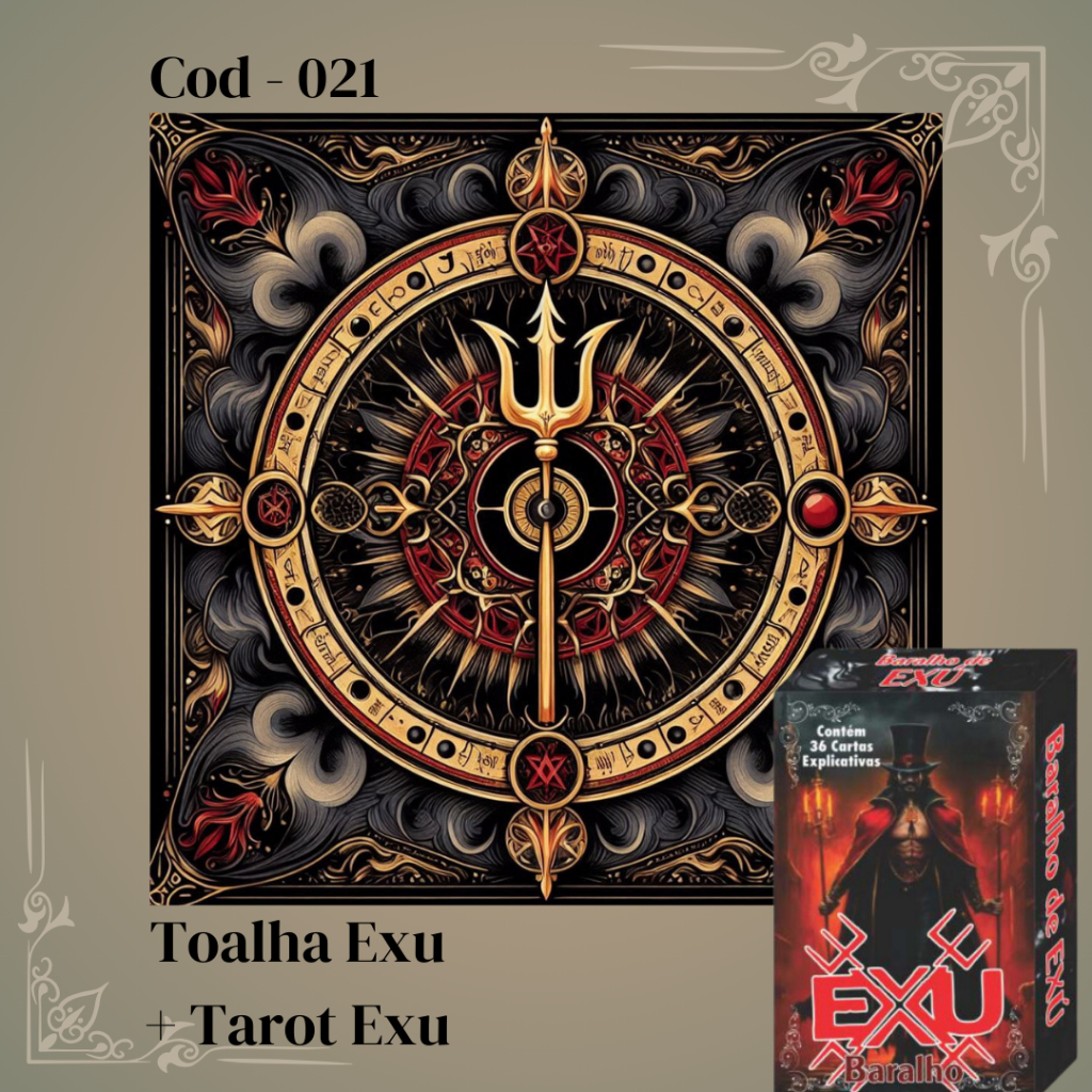 Kit Toalha Exu + Tarot Exu 36 Cartas