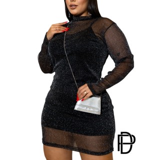 VESTIDO TULE TRANSPARENTE FEMININO PLUS SIZE ELEGANTE BRILHO E LISO em Oferta na Shopee