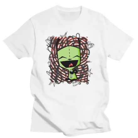 Camiseta Camisa Blusa Algodão Unissex Happy Gir Classic Hip Hop TShirt Invader Zim Gaz Membrane Animated