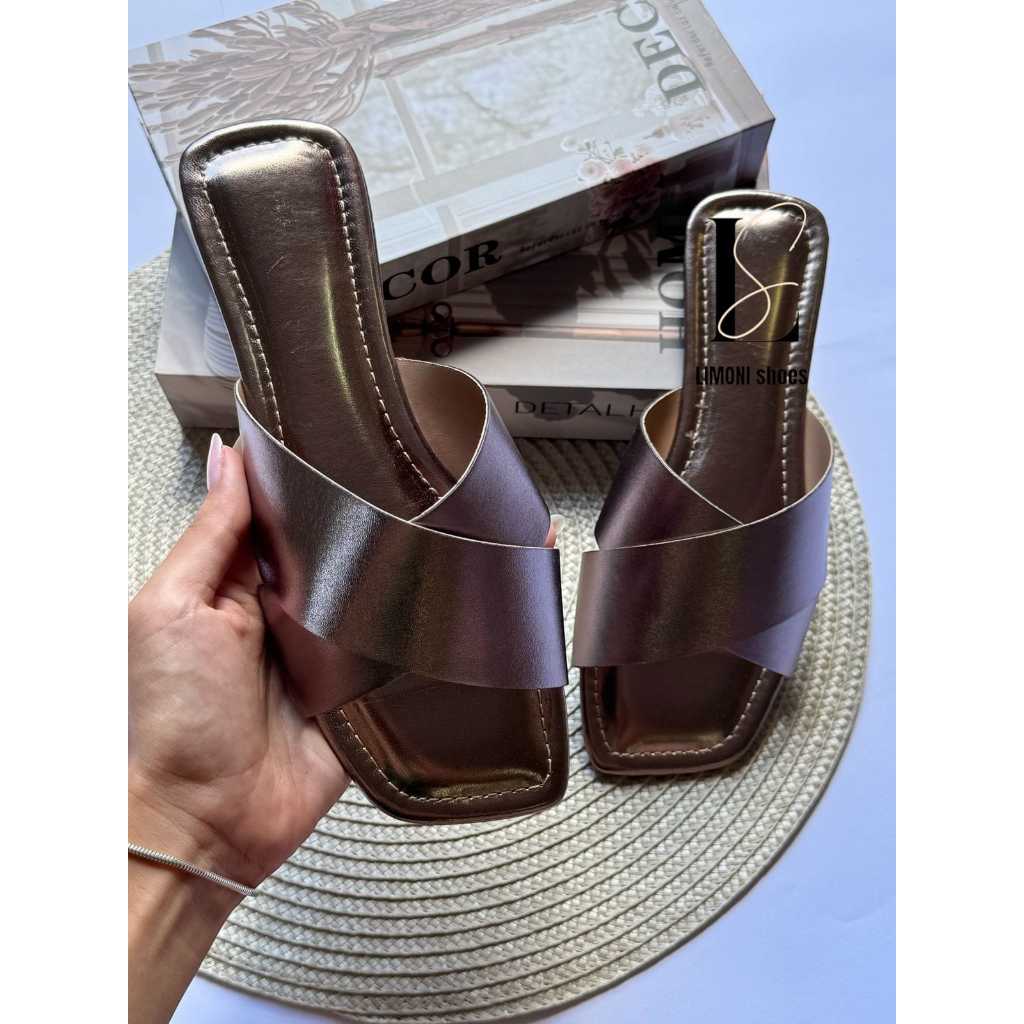 Sandália Feminina Rasteira Tira Silver Rasteirinha Feminina Confortável Elegante Cinza Prata Onix