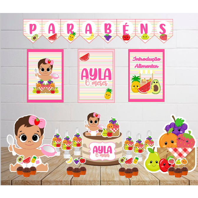 Kit Personalizado Festa Frutinha Introdução Alimentar Decoração Aniversário Mesversário Só Um Bolinho Lembrancinhas