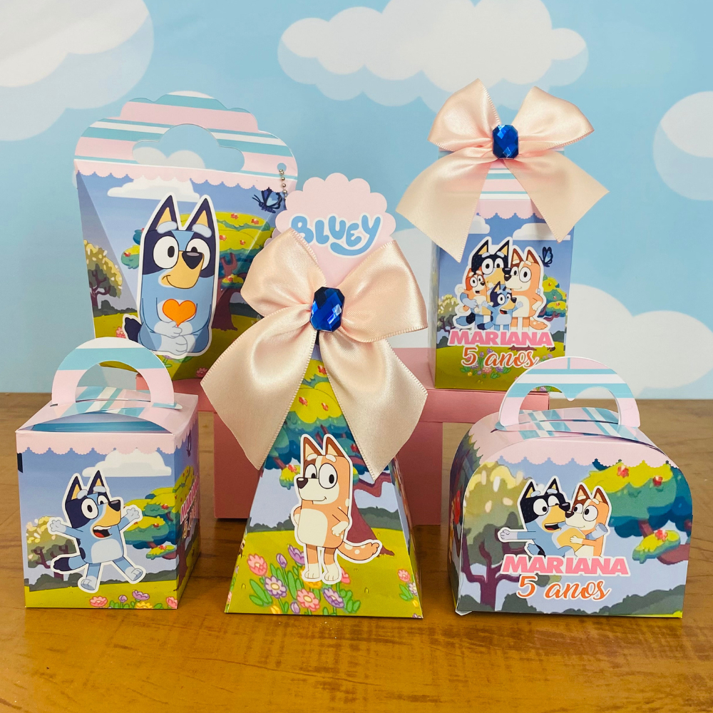 Kit Festa Personalizados Bluey Rosa Menina Lembrancinhas Caixinhas para Festa - Já vai semi montada