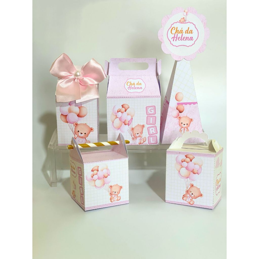 KIT FESTA cha de bebê Personalizado  pegue e Monte Lembrancinhas - chá de fralda - Caixinha Personalizadas - papelaria em Oferta na Shopee