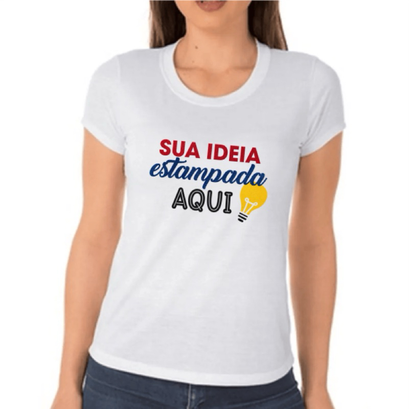 Camiseta Personalizada com Sua Estampa | Sublimação Criativa - Unissex Algodão Poliéster