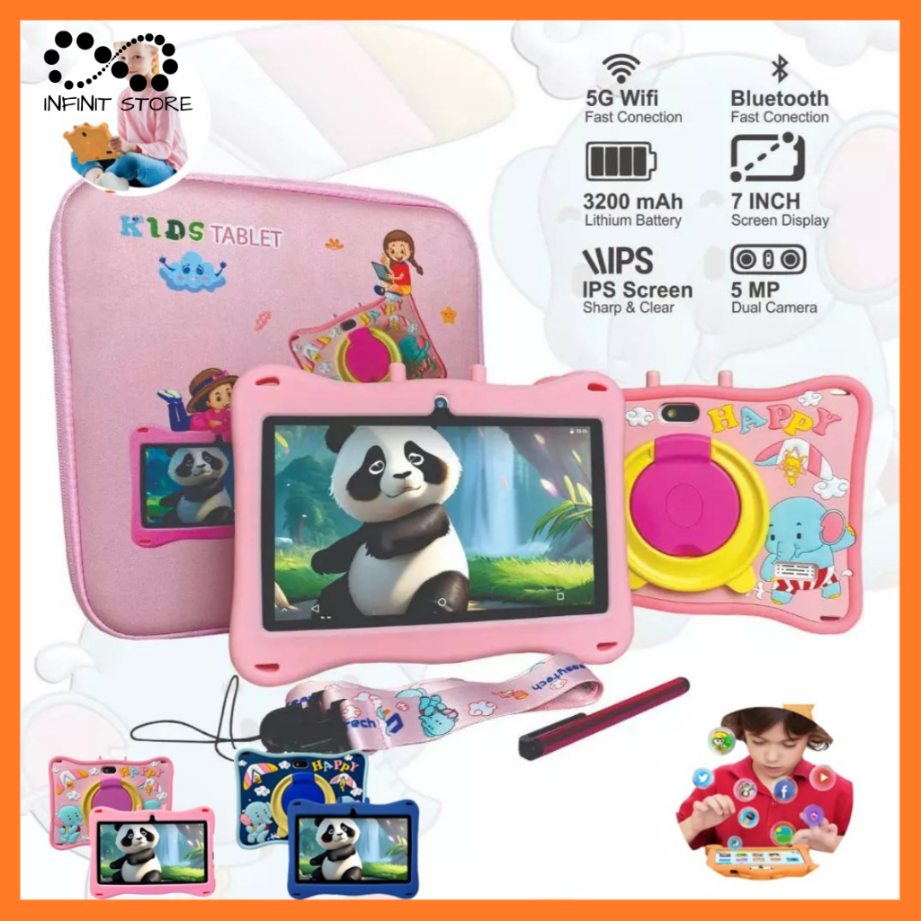 Tablet Infantil Kids Para Crianças Elefante Com Capa Antiqueda 7 Polegadas 64GB 6GB RAM