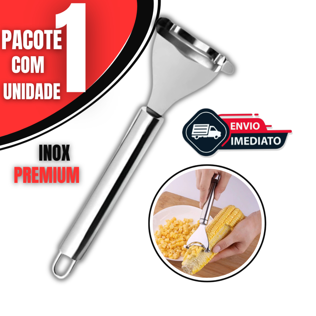 Raspador Cortador de Milho Verde Manual em Aço Inox – Descascador de Espiga Doméstico