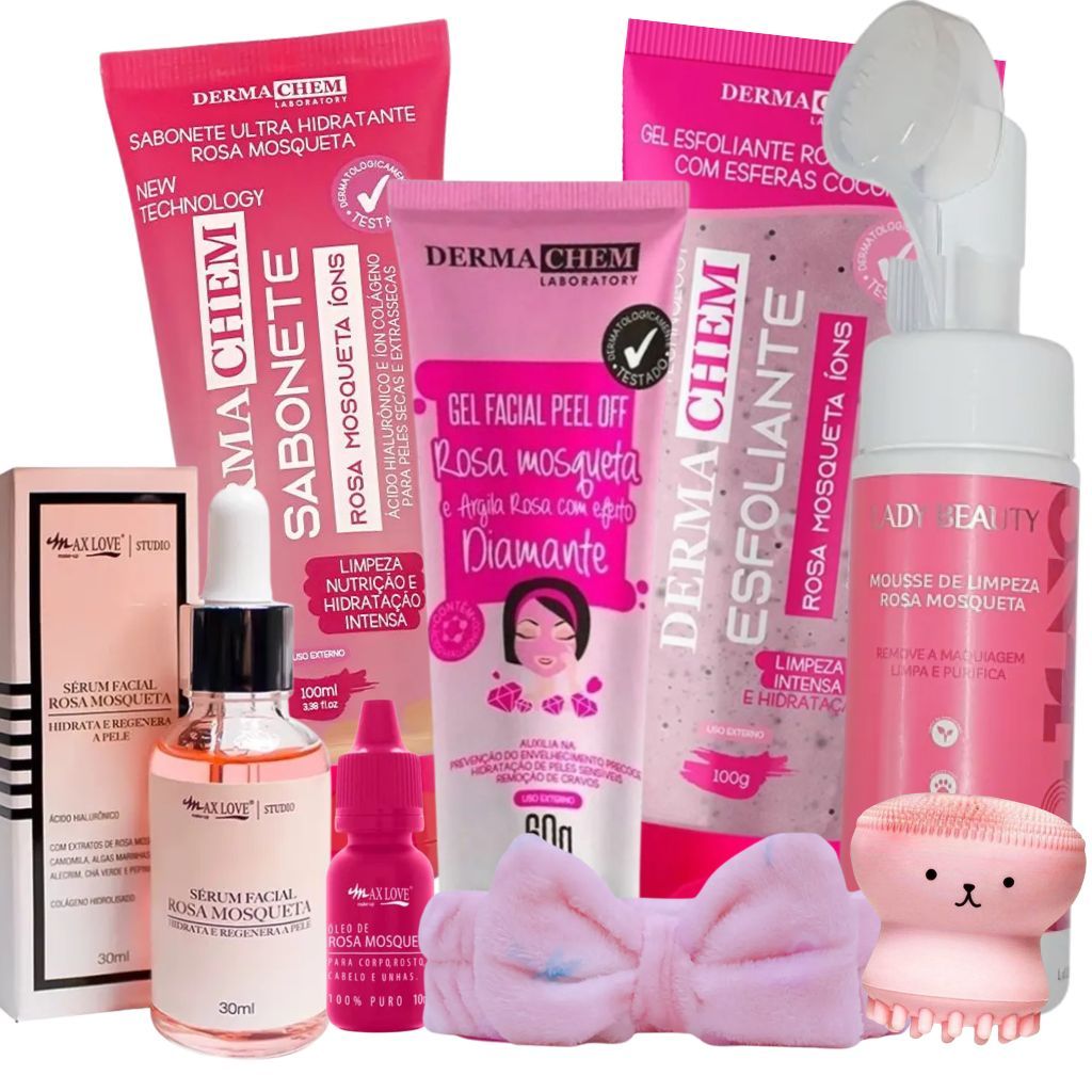 kit skin care limpeza de pele profunda rosa mosqueta completo