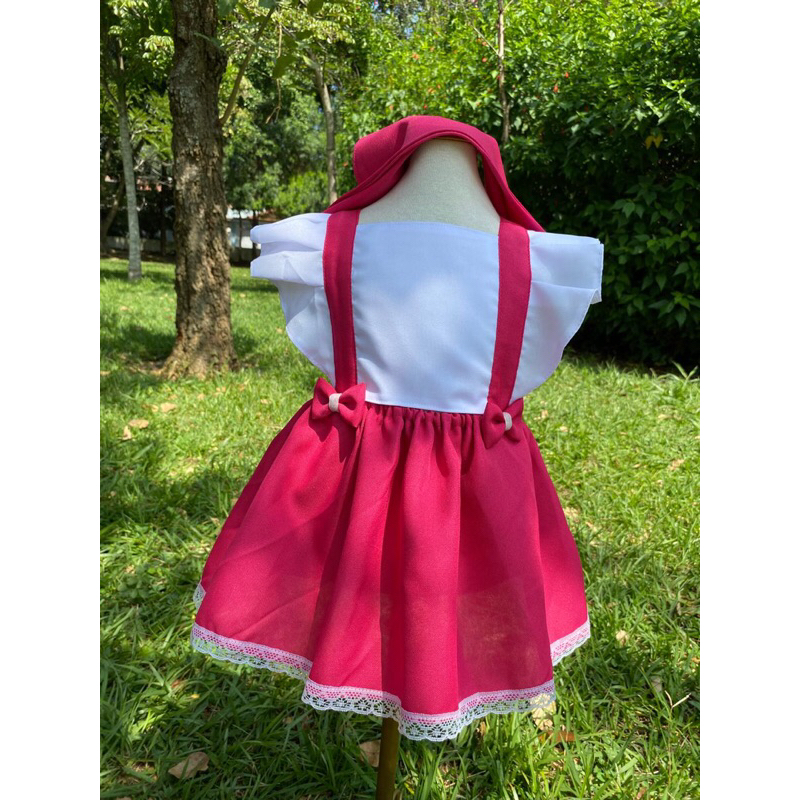 Roupa Jardineira Fantasia Menina com Lenço