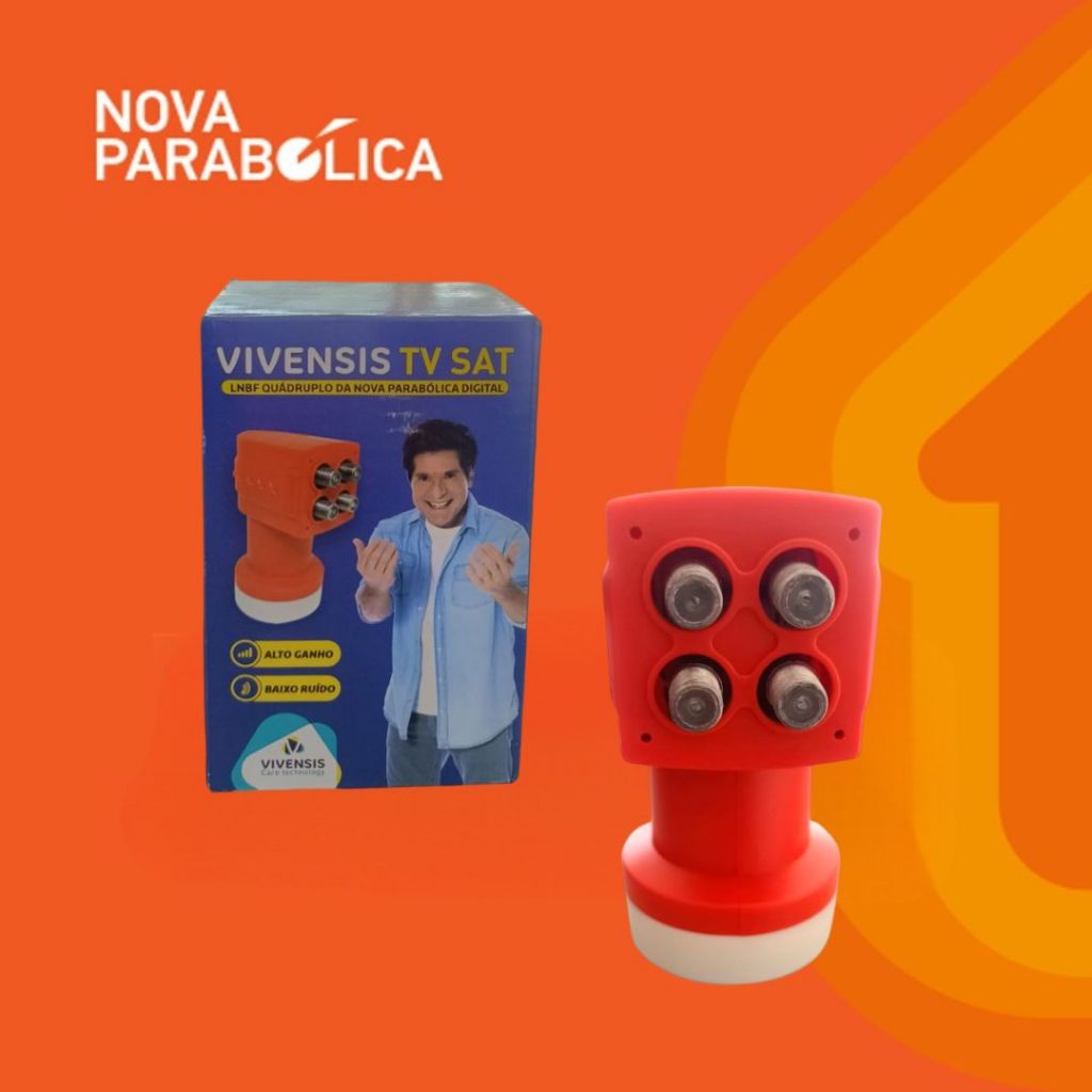 Lnbf Quádruplo Universal Ku Vivensis Digital 4 Pontos saídas Alto Ganho HD 4 TV Nova Parabólica