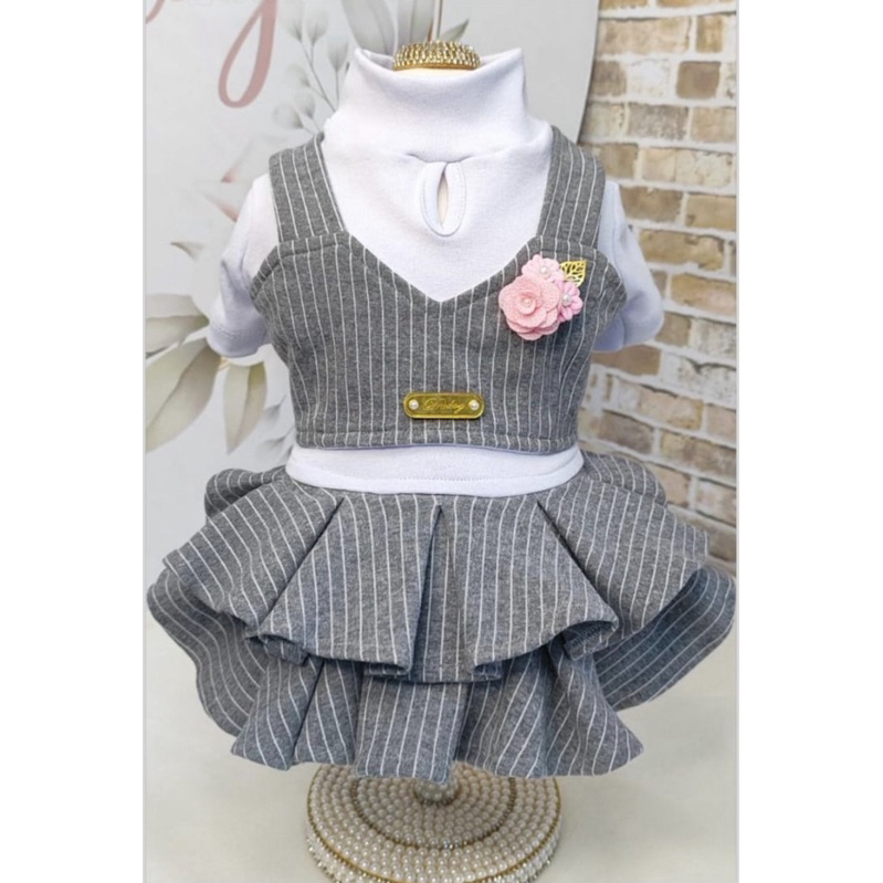 Vestido Risca de Giz Branco Pet Cachorro Dudog Vest