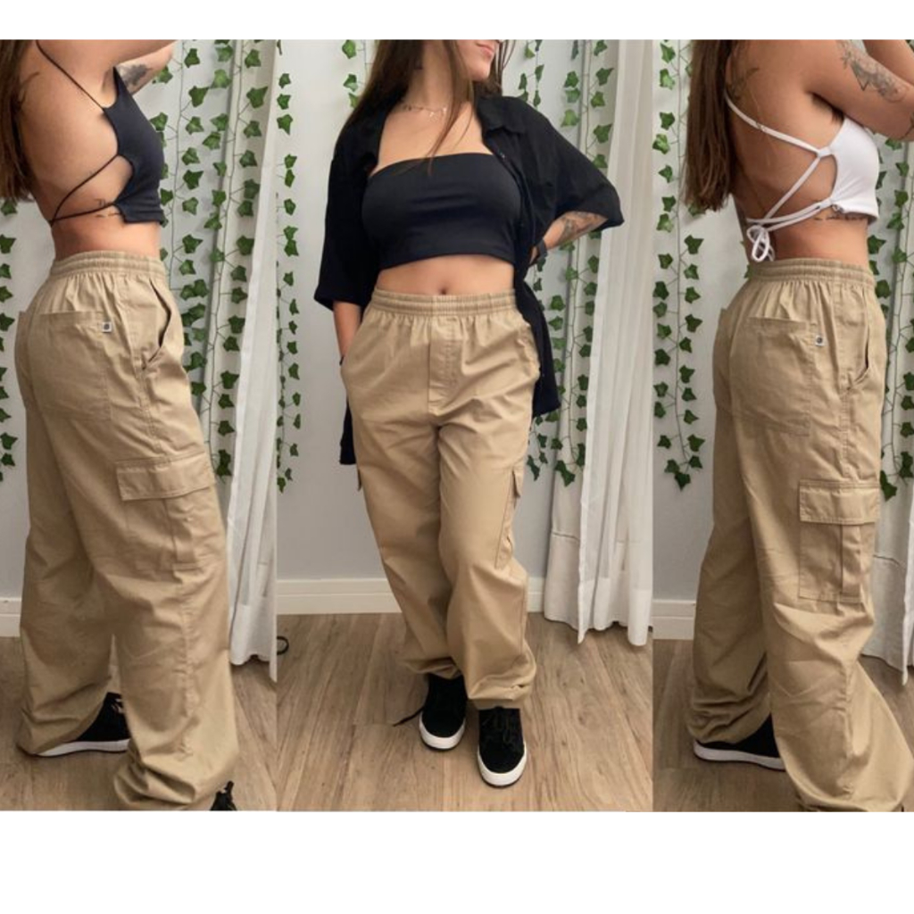 Calça Cargo Feminina jeans ou Sarja Cordão Varias Cores