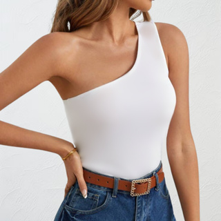 Kit 2 Top Blusinha De Um Ombro Só Mula Manca Tecido Suplex Forrado em Oferta na Shopee