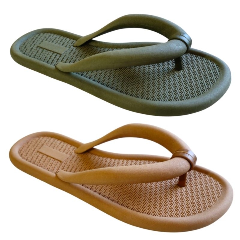 kit 2 Pares Chinelo Feminino Flip Flop Confortável Caramelo e Verde Militar Lançamento