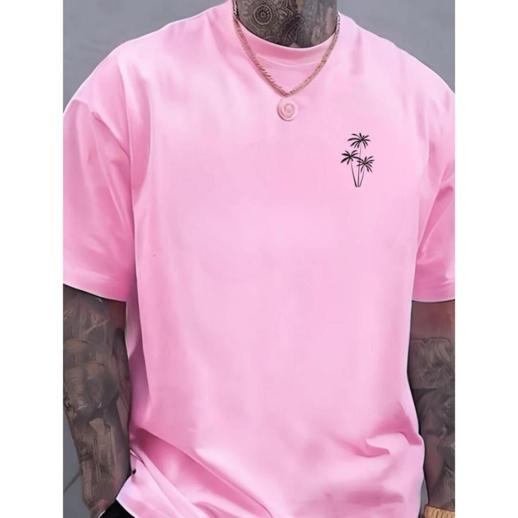 Camiseta Masculina Algodão Premium Camisa Estampada Coqueiros Manga Curta