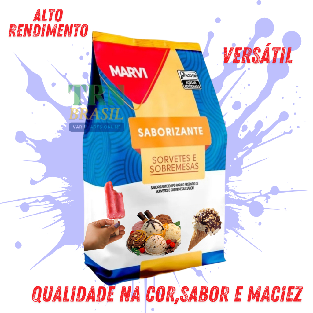 Saborizante de Sorvete Em Pó Marvi 1kg Leite Condensado e Leitinho Picolé Geladinho Sacolé