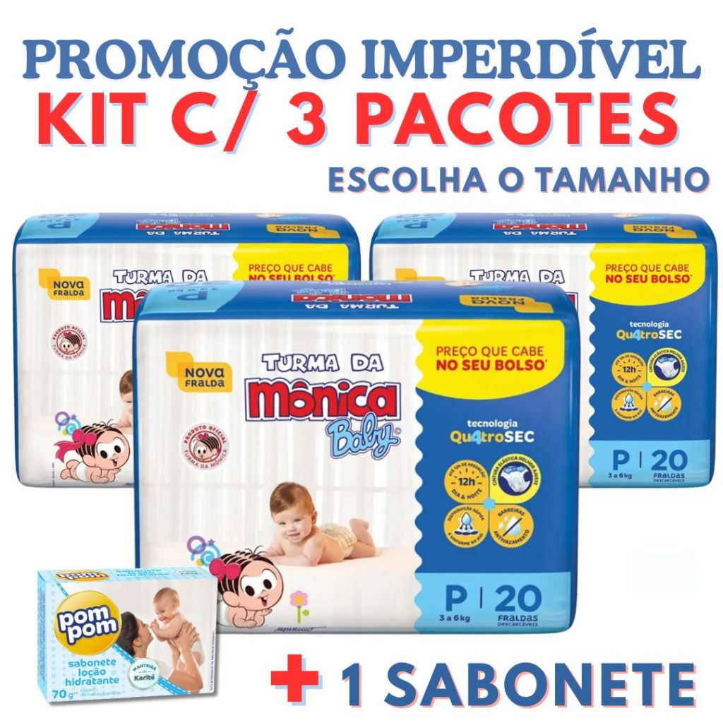 Frauda descartáveis ,chá, kit fralda, fraldas , escolha o seu tamanho   P,M G XG RN+1 SABONETE