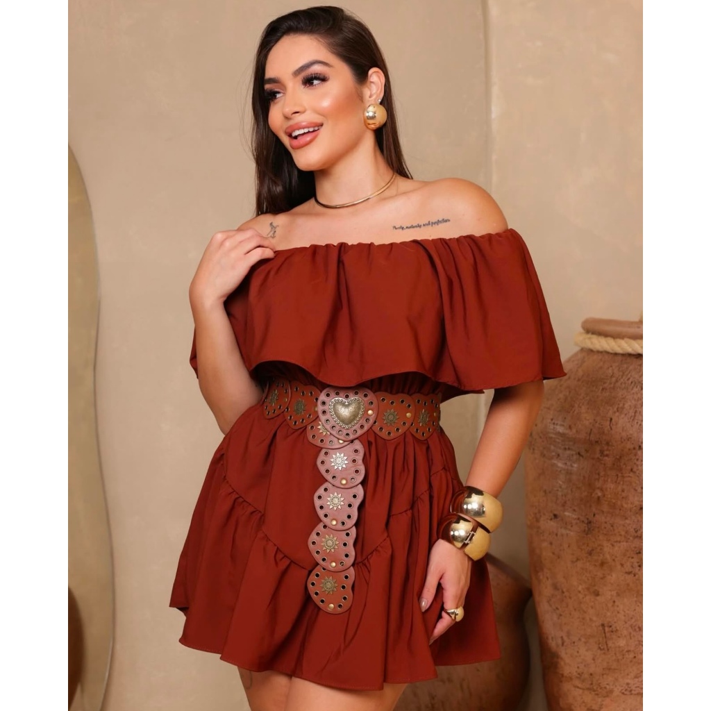 Macaquinho Feminino Estilo Vestido Soltinho Macacão Curto