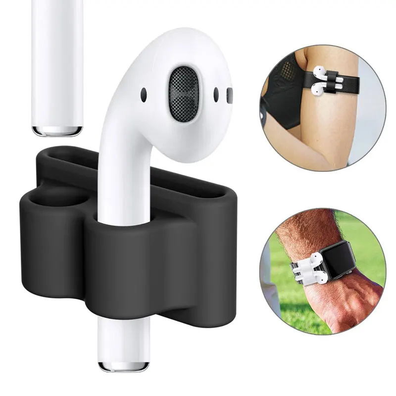 Suporte de silicone para AirPods, fone de ouvido sem fio, Stand Case, Anti-Lost Clip