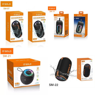 Caixa de Som Bluetooth Séries SM 15W/20W/30W Resistente a Água com Alto Falante Duplo Luz RGB A